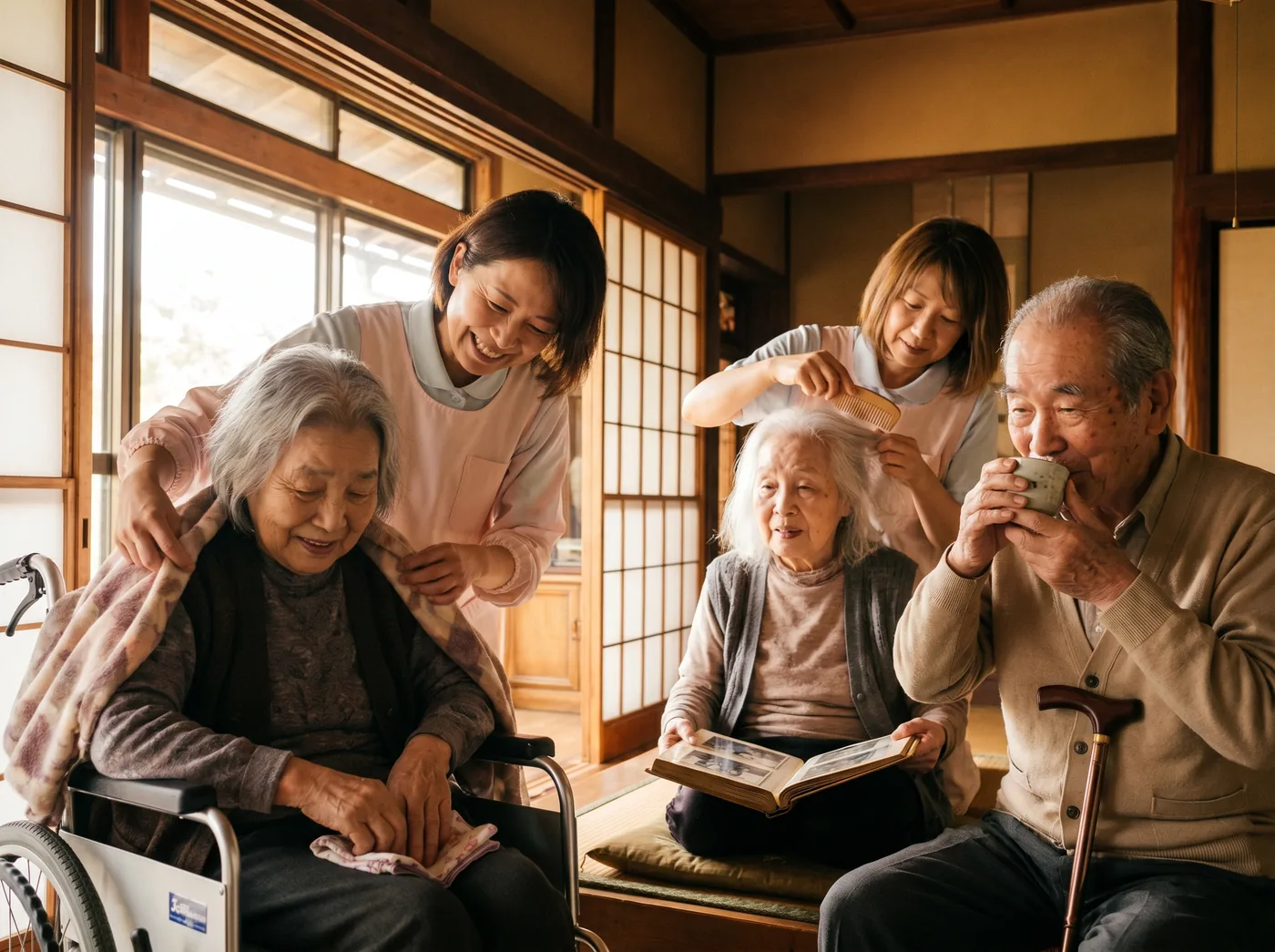 スタッフと入居者が笑顔で過ごす、悠久の家・悠久の杜の日常